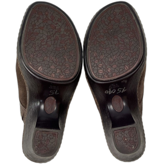 Sofft Brown Suede Embroidered Slip-On Comfort Mule Clog Size 7.5M - Picture 8 of 12